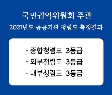 국민권익위원회주관 2021년도 공공기관청렴도측정결과3등급