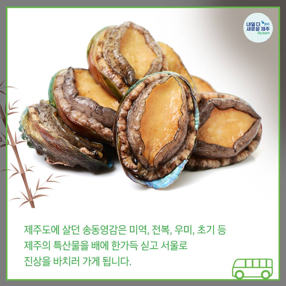 제주도에 살던 송동영감은 미역, 전복, 우치, 초기 등 제주의 특산물을 배에 한가득 싣고 서울로 진상을 바치러 가게됩니다.