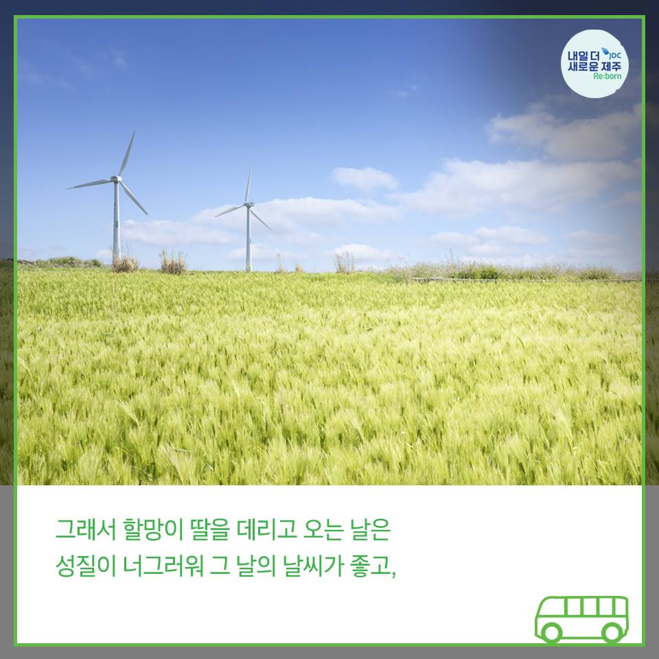 그래서 할망이 딸을 데리고 오는 날은 성질이 너그러워 그 날의 날씨가 좋고,