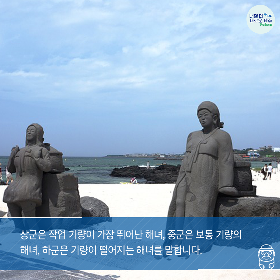 상군은 작업 기량이 가장 뛰어난 해녀, 중군은 보통 기량의 해녀, 하군은 기량이 떨어지는 해녀를 말합니다.